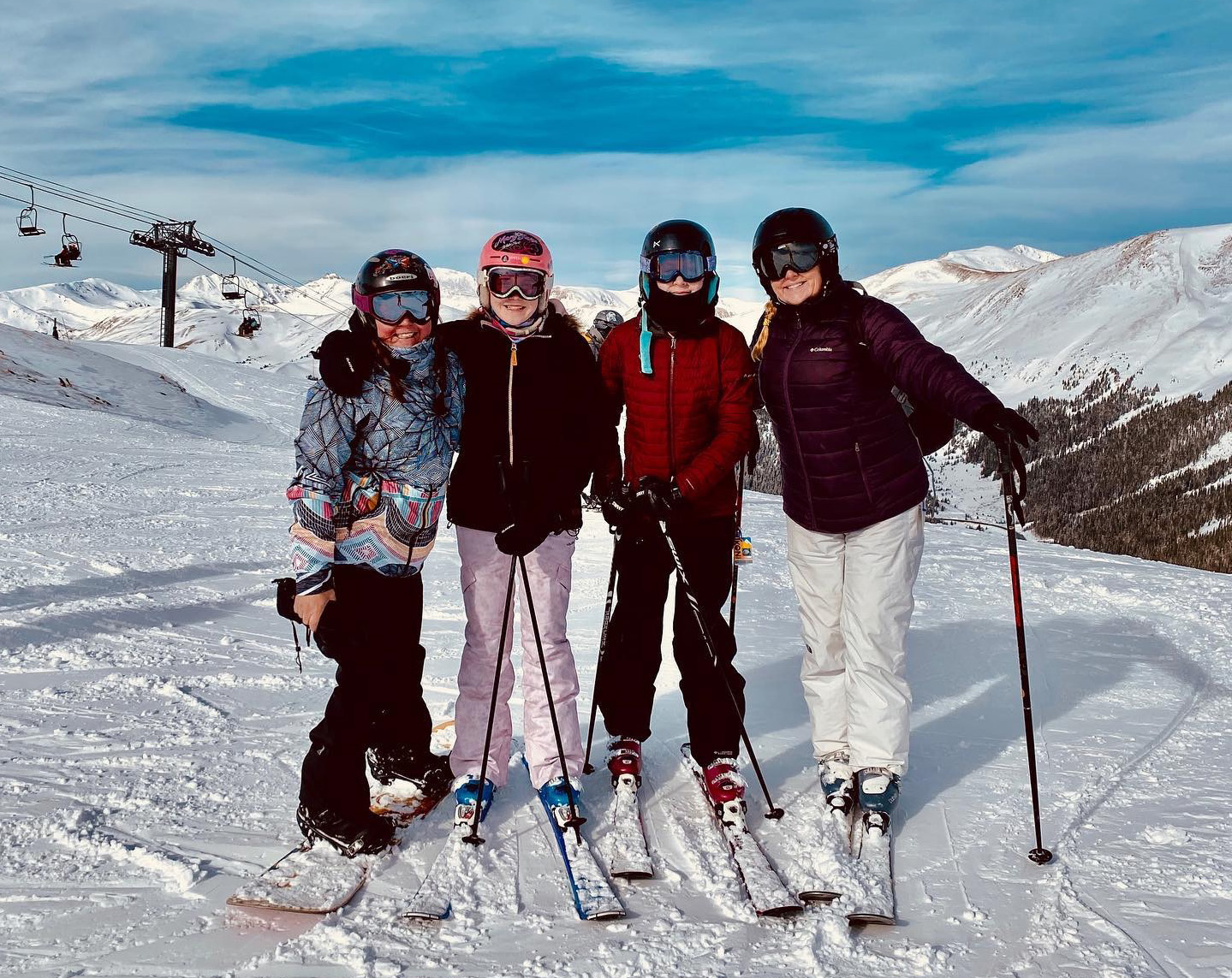 Kim skiing with family